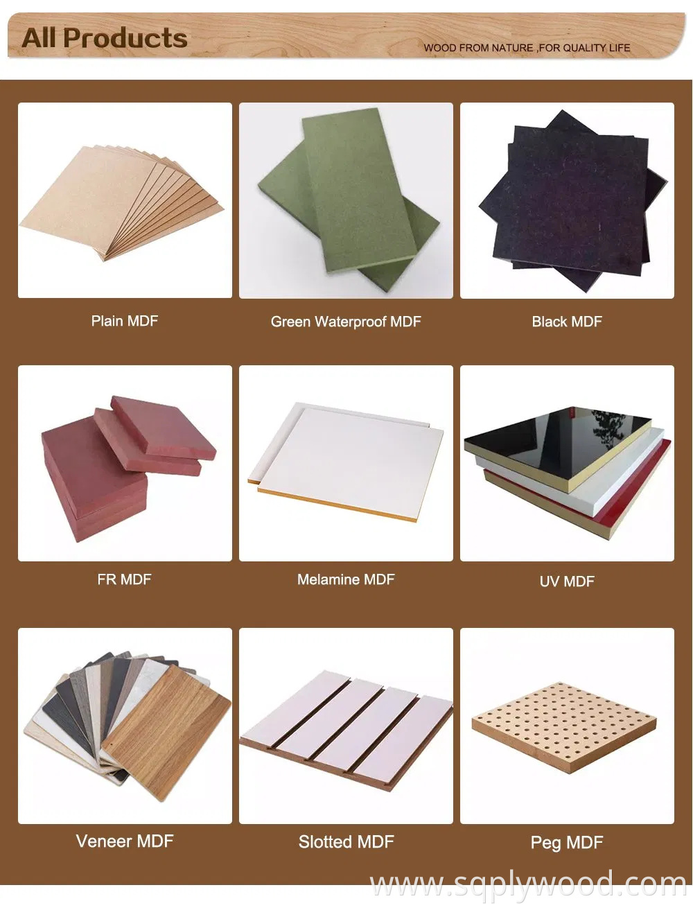 3mm 6mm 8 mm 15mm 18mm UV High Gloss Melamine Plain Raw Waterproof Venner MDF High Density Board High Quality E0/E1/E2/WBP Glue 1220X2440mm 1250X2550mm